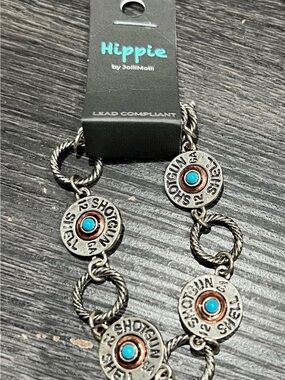 Hippie by JelliMolli Shotgun Shell Station Bracelet - Silver & Turquoise Accents